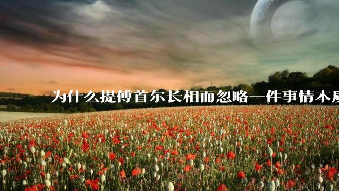 为什么提傅首尔长相而忽略一件事情本质呢？