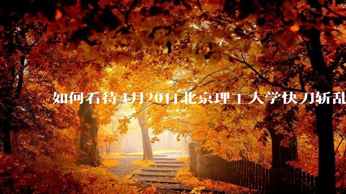 如何看待4月20日北京理工大学快刀斩乱麻处理“宫琳***”的做法？